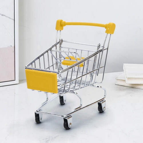 Mini chariot de courses pour enfants jaune 2
