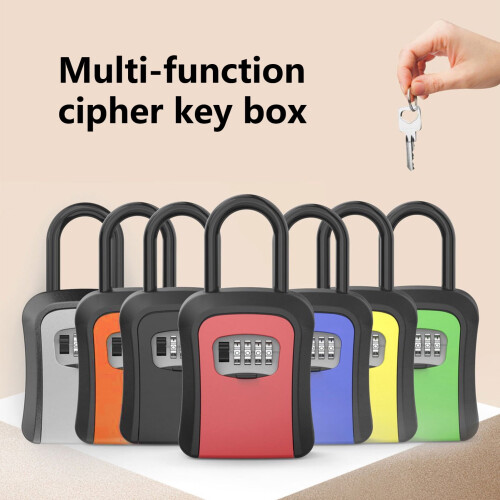 Wall-Mounted Key Box 4-Digit Combo Lock Home Use