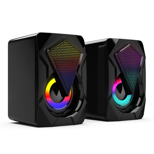 Jixopn X2 USB computer speakers with subwoofer and RGB light