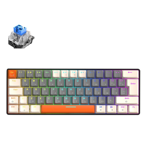 Jixopn T60 USB Mini Mechanical Gaming Keyboard Black Grey