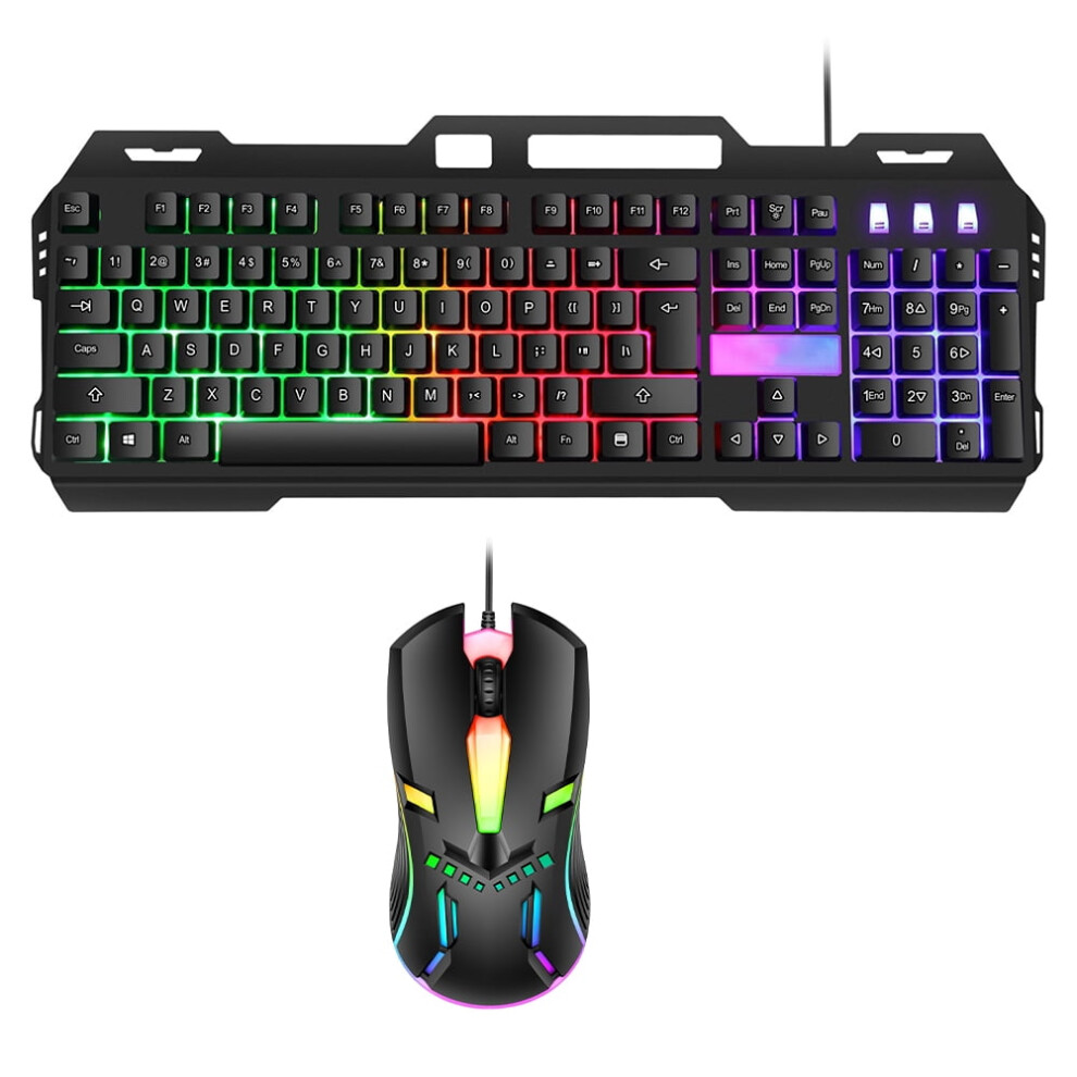 Wired Gaming Keyboard And Mouse Combo With Rainbow Black 917087650076
