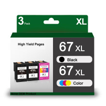 67XL zwarte en driekleurige inktcartridges (3-pack) compatibel met HP67XL voordeelverpakking voor DeskJet 2755 2725 2723 2722 1255Plus 4152 4155 Envy