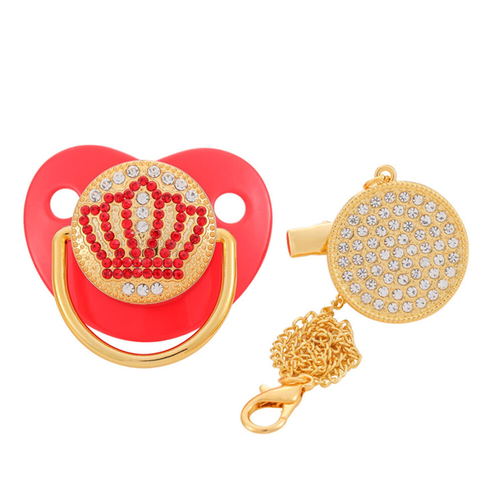 Silicone Baby Pacifier with Initial Clip and Rhinestones