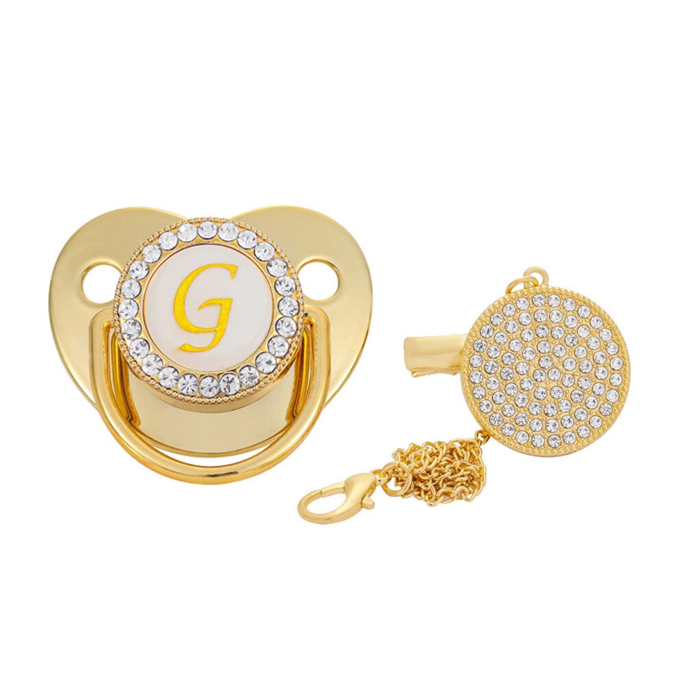 Personalized golden pacifier clip with initial letter