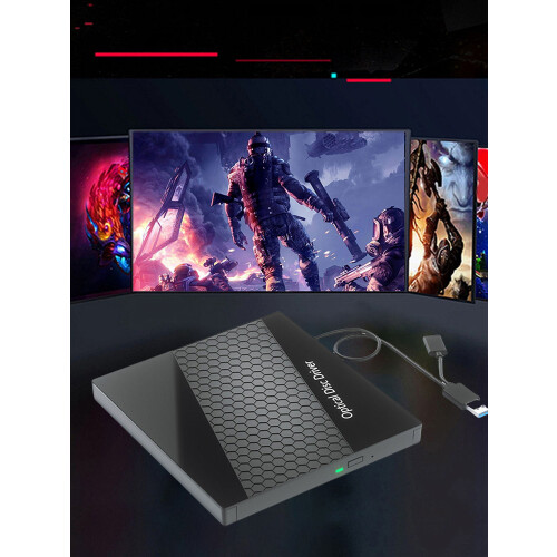 USB 3.0 Type-C CD/DVD RW Drive with Card Reader Hub 7-in-1 2
