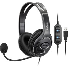 USB headset with noise-cancelling microphone for office use