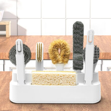 Ensemble de 6 brosses de cuisine WJSXC - Comprend 5 têtes de brosse différentes, 1 éponge à récurer et 2 manches amovibles pour le nettoyage des