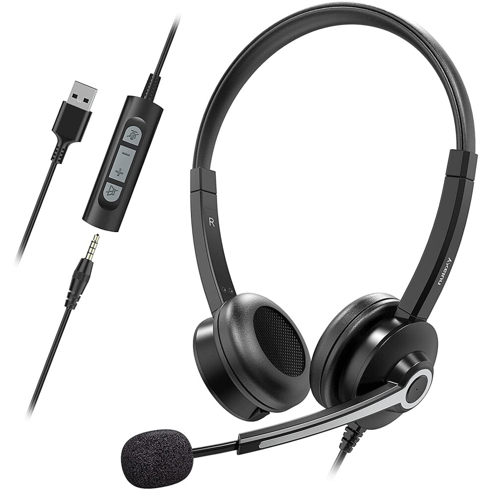 Computer Headphone With Wired Usb And 3.5Mm Jack Inline 917087663755