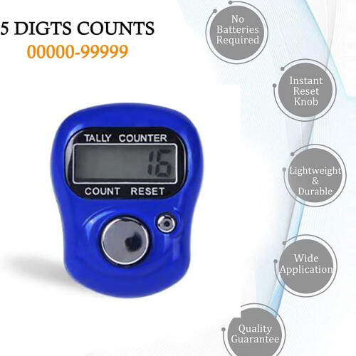 LED Finger Ring Counter Compact Adjustable Sky Blue 1