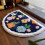 Boho flower panda semicircle floor mat 120x60cm 7