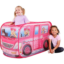 Barbie Coastal Cowgirl Camper Pop-Up Play Tent for Kids - Indoor Playhouse with Roll-Up Door & Roof Openings - Easy Setup, Toddlers & Kids Ages 3+