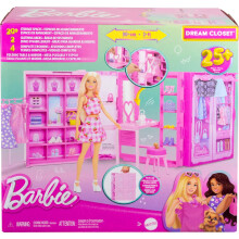 Barbie Dream Closet Toy Playset with Clothes & Accessories, 3-ft-Wide with 25+ Pieces, 4 Complete Fashion Looks