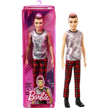 Barbie Ken Fashionistas Doll #176 with Sculpted Brunette Ombre-Tipped Hair Wearing a Sleeveless Tie-dye Shirt, Toy for Kids 3 to 8 Years Old