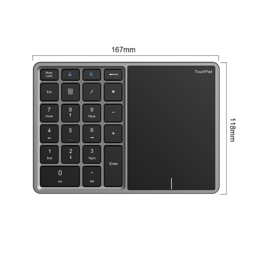 Wireless Number Pad 2.4G Bluetooth Grey 1