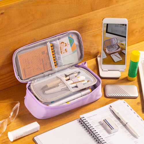 Hesroicy double-layer pen bag with multiple compartments 1
