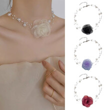 Camellia pärlhalsband svartvitt 1 st