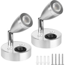 2pcs 12v Led Spot Reading Light, 3w Rv Interior Light, 180 Rotate Bedside Wall Lamp 3000k Warm Light for Campervan Motorhome Caravan Boat Interior Led