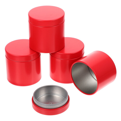 Guangmc red tinplate tea jars5pcs