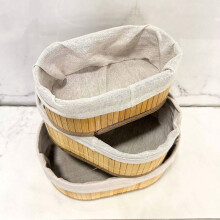 Ensemble de 3 paniers de rangement elliptiques en bambou tressé pour salle de bain, placard et buanderie