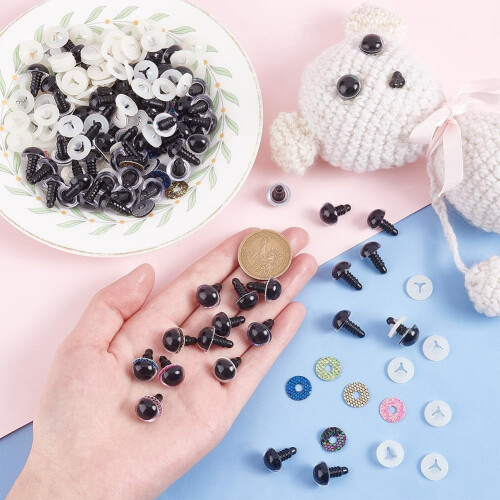 Plastic Safety Eyes 72 Sets 12 Colors with Scale Disc and 2