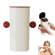 Makeup Brush Holder with Lid 4-Compartment