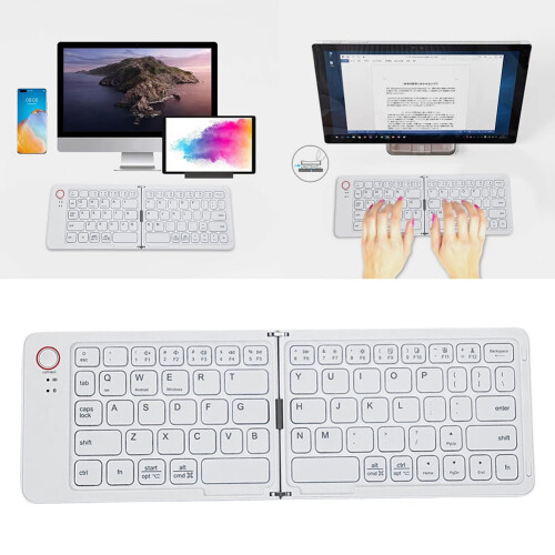 Foldable Wireless Keyboard Bluetooth White