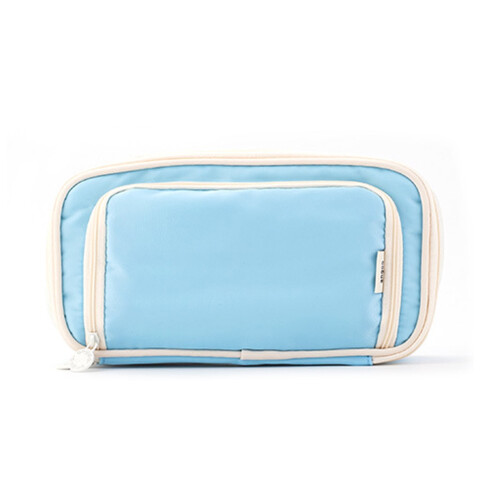 Canvas pencil bag with handle and mesh pockets
