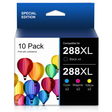 Cartuchos de tinta de alto rendimiento 288XL T288 con chip de última generación, compatibles con Epson XP-440/330/340/430/446/434 (paquete de 10)