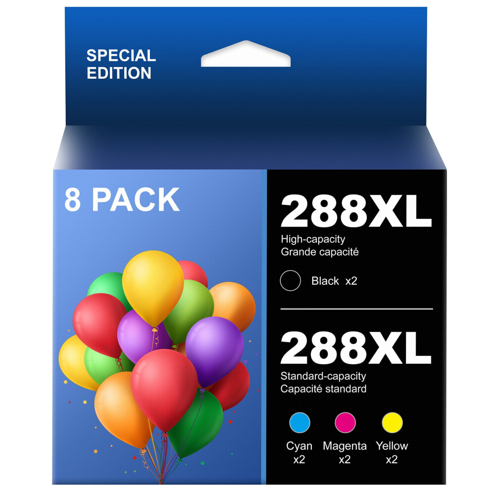 Epson 288XL Ink Cartridges With Latest Chip, 8-Pack Black/Cyan/Magenta 917087655781