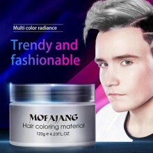 (gray)Mofajang 120g Unisex Hair Color Wax Mud Hair Dye Hair Color Cream BLUE Burgundy Gray Dye Wax Easy Wash Plants Dye