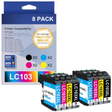 Cartuchos de tinta LC103 compatibles con Brother MFC-J870DW/J6920DW/J6520DW/J450DW (paquete de 8, 2B2C2M2Y)
