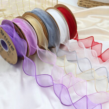 Hesroicy1Roll Organza szalag Hullámos Beautiful2Yard Többfunkciós Átlátszó Sifon Hálós Szalag Ünnepi Kellékek