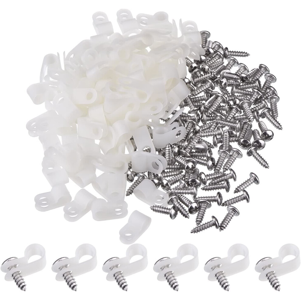 R-Type Cable Fastener Nylon Wire Clamp 100 Pack 9336866868210