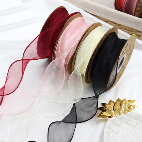 Κορδέλα Hesroicy1Roll Organza Wavy Beautiful2Yard Πολυλειτουργική διαφανής κορδέλα από σιφόν mesh 2