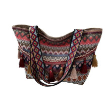 Ethnic Style Women Shoulder Crossbody Bag with Large Capacity Fashionable & Simple Tote Bag Women Commuting Tote Bag Red