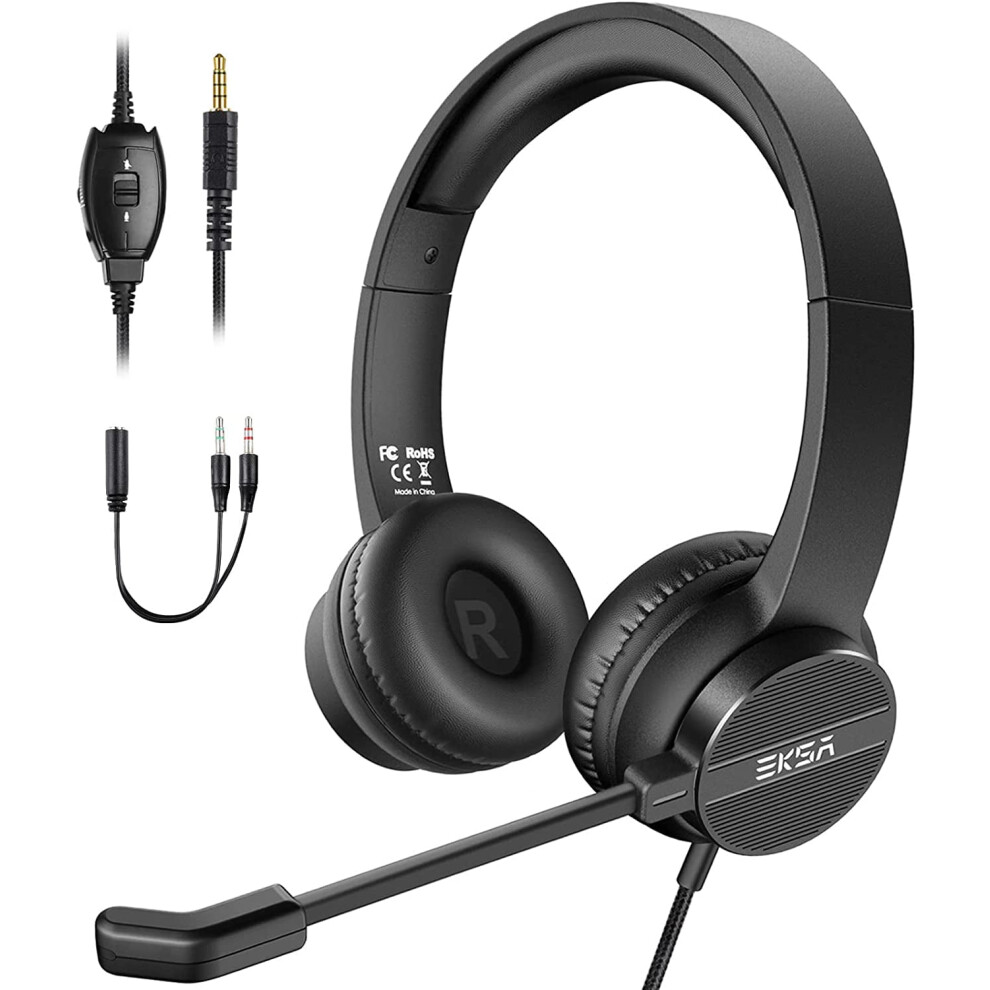 Wired Laptop Headset With Microphone 3.5Mm Noise-Cancelling 917087663601