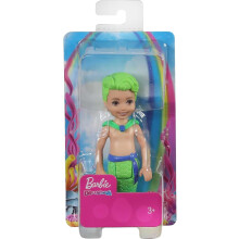 Barbie Dreamtopia Chelsea Merboy Doll with Green Hair & Tail, Accessory, Small Doll Bends at Waist