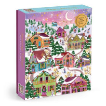 Joy Laforme Snowcap Village 1000 Piece Foil Puzzle by Galison Paperbac