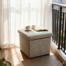 Pouf de rangement pliable en forme de cube, en velours matelassé, avec coffre à jouets et siège, 38 x 38 x 35 cm