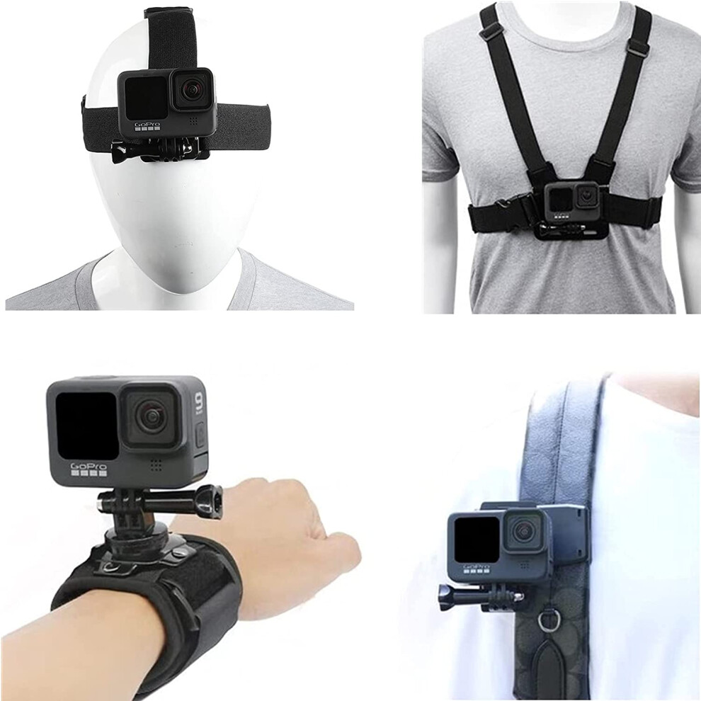 Action Camera Mount Kit With Chest Harness, Head And Wrist 9336866876918