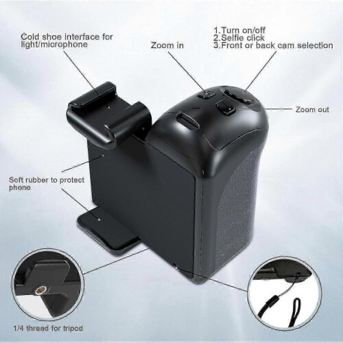 (1pc) Phone Camera Grip with Zoom Remote, Smartphone Handle Holder with Wireless Shutter, Phone Filming Accessories Vlog Shooting 2