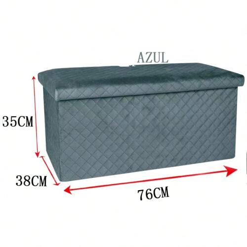 Collapsible Storage Ottoman Bench Velvet Quilted Foldable 76x38x38cm 2