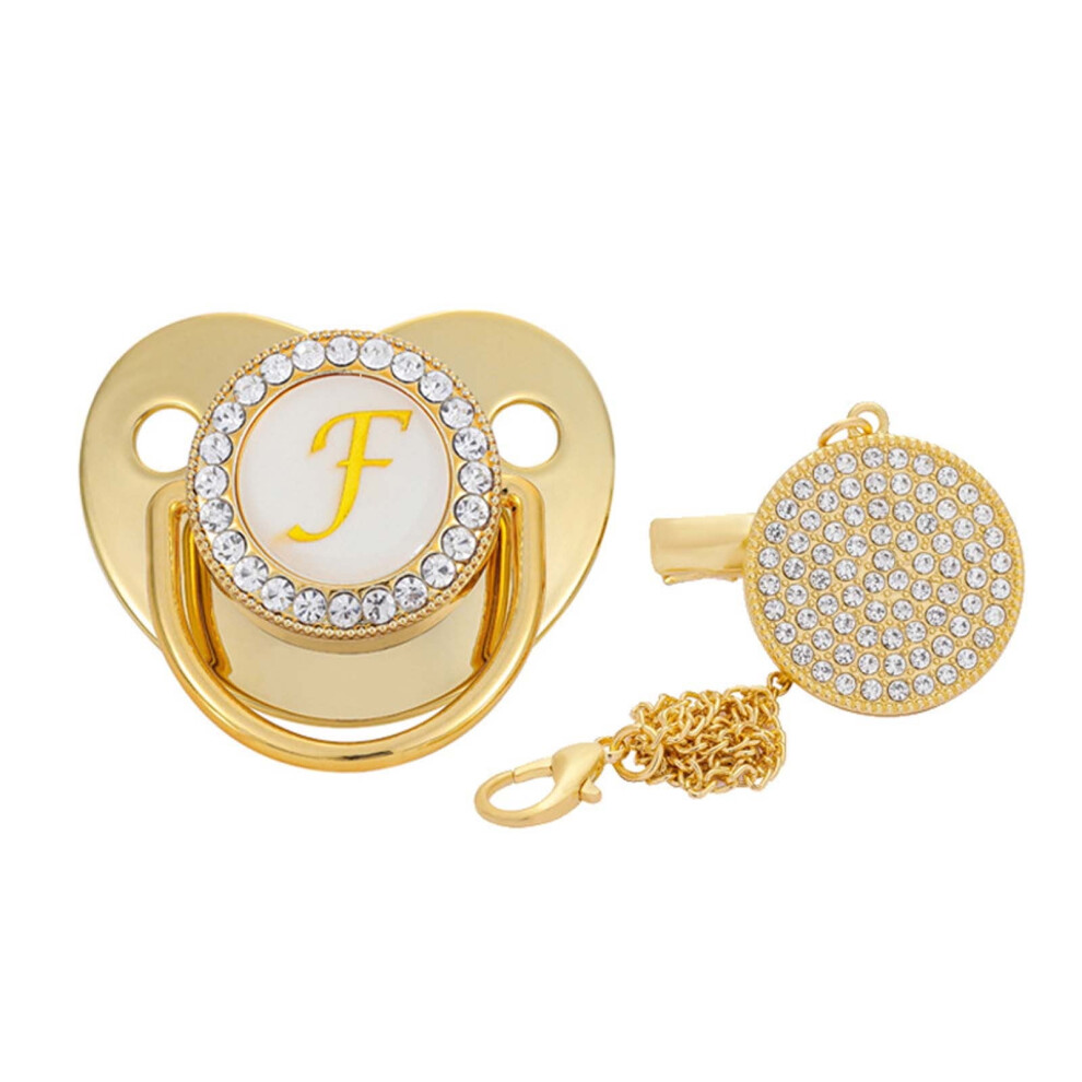 Silicone baby pacifier with initial clip 26 letters