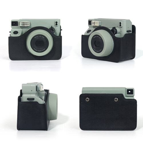 Retro Camera Bag for Instax Wide 400 PU Leather Case with 2