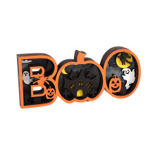 HKUKY Halloween Træpynt Halloween Dekorativ Lys Uhyggeligt Træskilt Borddekorationslys Til Stue Køkken