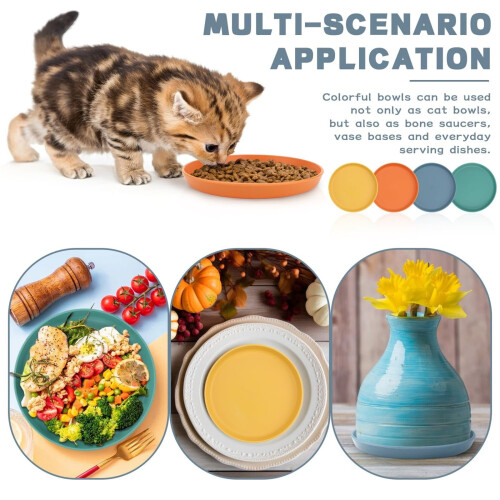 HKUKY cat feeding bowl round 4-color set 2