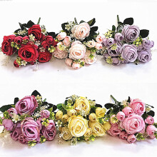 Hesroicy7Fork Künstliche Blume Exquisite, nicht verwelkende, realistische künstliche Rose, auffälliger, lebensechter Rosenstrauß für Hochzeiten
