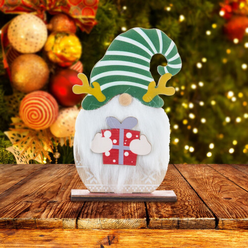 Houten kerstsneeuwpop tafeldecoratie (1 stuk) 1