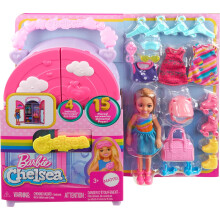 Barbie Chelsea Doll & Closet Toy Playset with 15 Pieces Clothes & Accessories Included, Foldable Set for On-The-Go Play & Storage