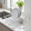Small White Dish Drainer Compact Durable with Rubber Feet Kitchen Organization 3